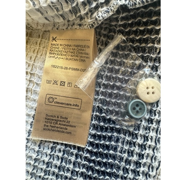 Scotch & Soda Lucky Charm Stripe Woven Waffle Button-Up Shirt Size L 100% Cotton - Picture 12 of 16